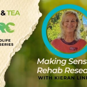 Making Sense of Wildlife Rehab Research Title Slide, with a circular portrait of the speaker